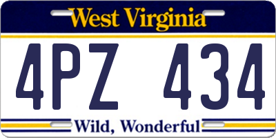 WV license plate 4PZ434
