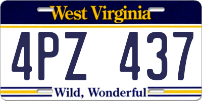 WV license plate 4PZ437