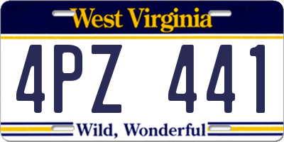 WV license plate 4PZ441