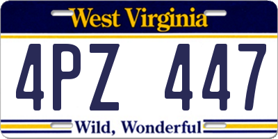 WV license plate 4PZ447