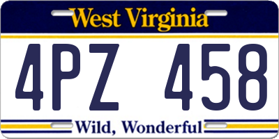 WV license plate 4PZ458