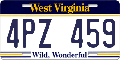 WV license plate 4PZ459