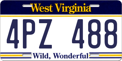 WV license plate 4PZ488