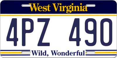 WV license plate 4PZ490