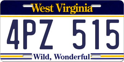 WV license plate 4PZ515