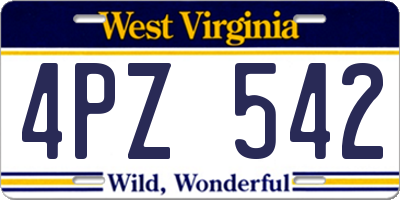 WV license plate 4PZ542