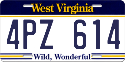 WV license plate 4PZ614