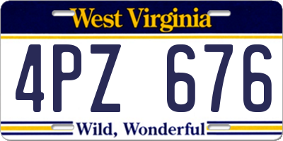 WV license plate 4PZ676