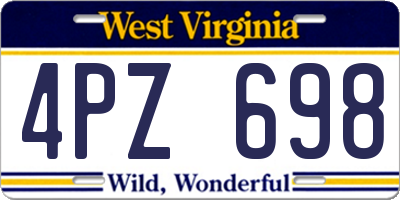WV license plate 4PZ698