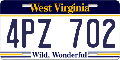 WV license plate 4PZ702
