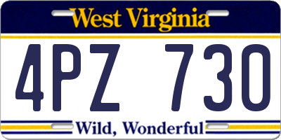 WV license plate 4PZ730