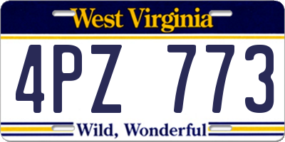 WV license plate 4PZ773