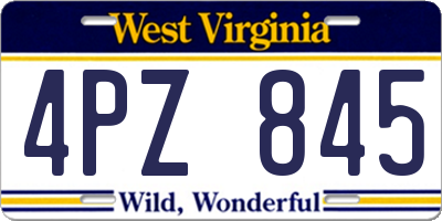 WV license plate 4PZ845