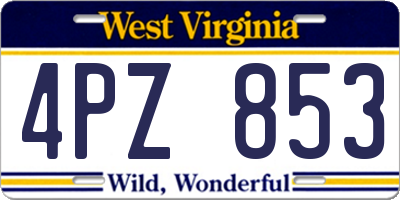 WV license plate 4PZ853