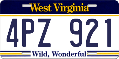 WV license plate 4PZ921