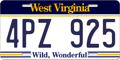 WV license plate 4PZ925