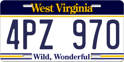 WV license plate 4PZ970