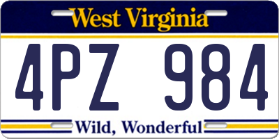 WV license plate 4PZ984