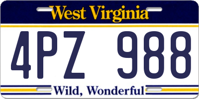 WV license plate 4PZ988
