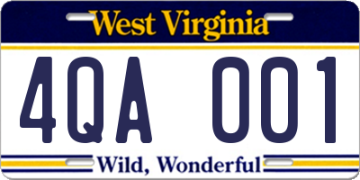 WV license plate 4QA001