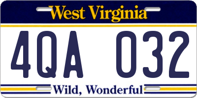 WV license plate 4QA032