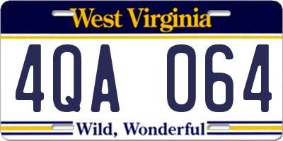 WV license plate 4QA064