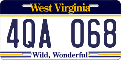 WV license plate 4QA068