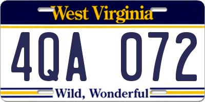WV license plate 4QA072