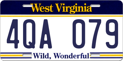 WV license plate 4QA079
