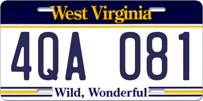 WV license plate 4QA081
