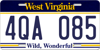 WV license plate 4QA085