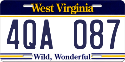 WV license plate 4QA087