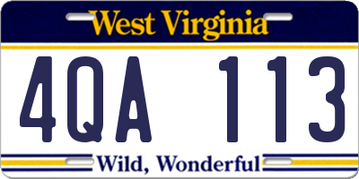 WV license plate 4QA113