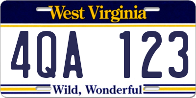 WV license plate 4QA123