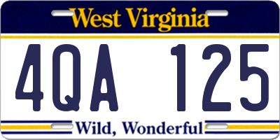 WV license plate 4QA125