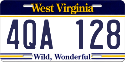 WV license plate 4QA128
