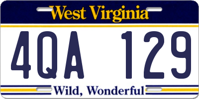 WV license plate 4QA129