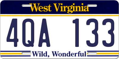 WV license plate 4QA133