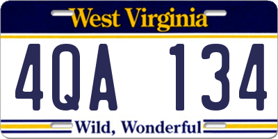 WV license plate 4QA134