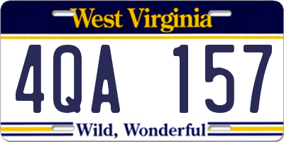 WV license plate 4QA157