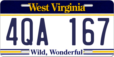 WV license plate 4QA167