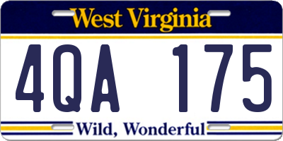 WV license plate 4QA175