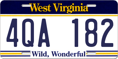 WV license plate 4QA182