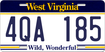 WV license plate 4QA185