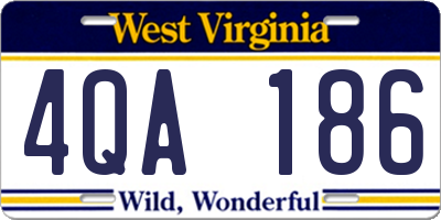 WV license plate 4QA186