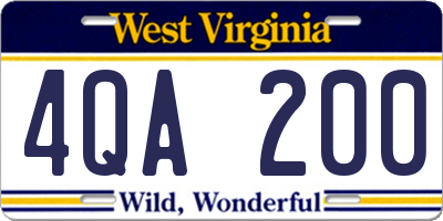 WV license plate 4QA200