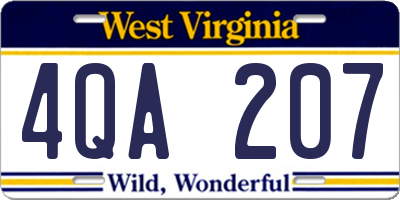 WV license plate 4QA207