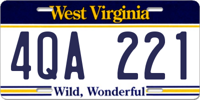 WV license plate 4QA221
