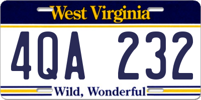 WV license plate 4QA232