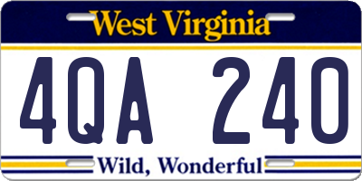 WV license plate 4QA240